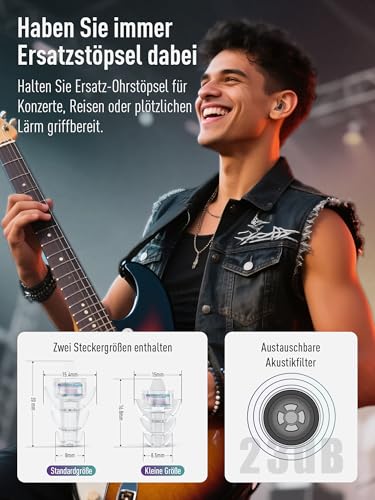 Hearprotek Ohrstöpsel Konzert, 2 Paar gehörschutz Ohrenstöpsel-ohrenschutz lärmschutz geräuschunterdrückende für festival flugzeug arbeit musik motorrad musiker hörschutz Schwarz
