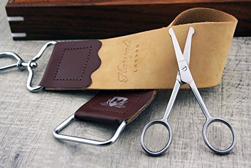 Haryali London, Klassisches Rasiermesser Set mit Lederriemen & Holzbox – Barbier Rasierset für Herren – Traditionelle Nassrasur – Vintage Rasierset mit Rasierpinsel & Zubehör
