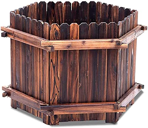 EIIDJFF Mesas de Cultivo Tornillos de Metal Contenedor de plantación Madera Maciza carbonizada Canaleta de Flores Agujero de Drenaje Caja de plantación de Cama de jardín elevada Color:Brown;Size:60