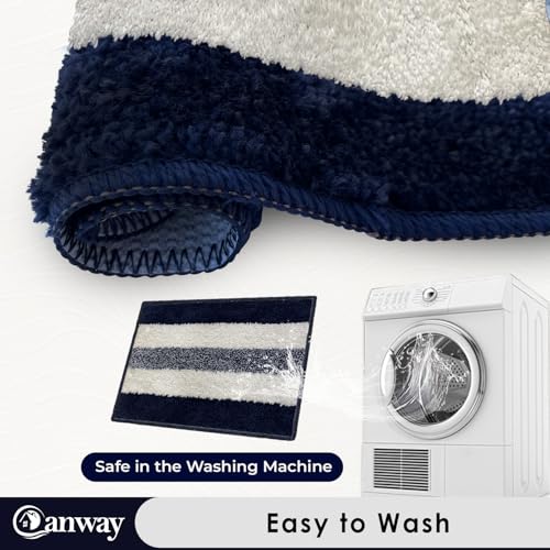 Image of CANWAY 1100 GSM Rectangular 2 Pieces|50 x 35 cm| Anti-Skid Microfiber Bathroom Door Mat, Water Absorbent Floor Mat|Blue