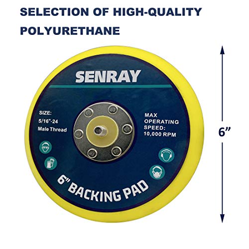 Senray 6 Inch Dual-Action Hook & Loop Molded Urethane Flexible Backing Plate For Random Orbital Sander Car Polisher - 2 Pcs Set #TOP3