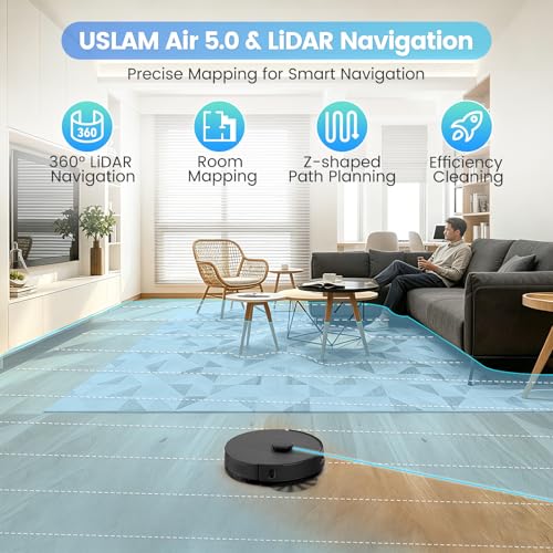 Image of T20+ Robot Vacuum and Mop Combo Self‑Emptying with 6000Pa Suction, LiDAR Navigation, Home Mapping, 75‑Day Capacity, 180 Mins Runtime, APP&Voice&Remote, Robot Vacuum Cleaner for Hair, Floors, Carpets