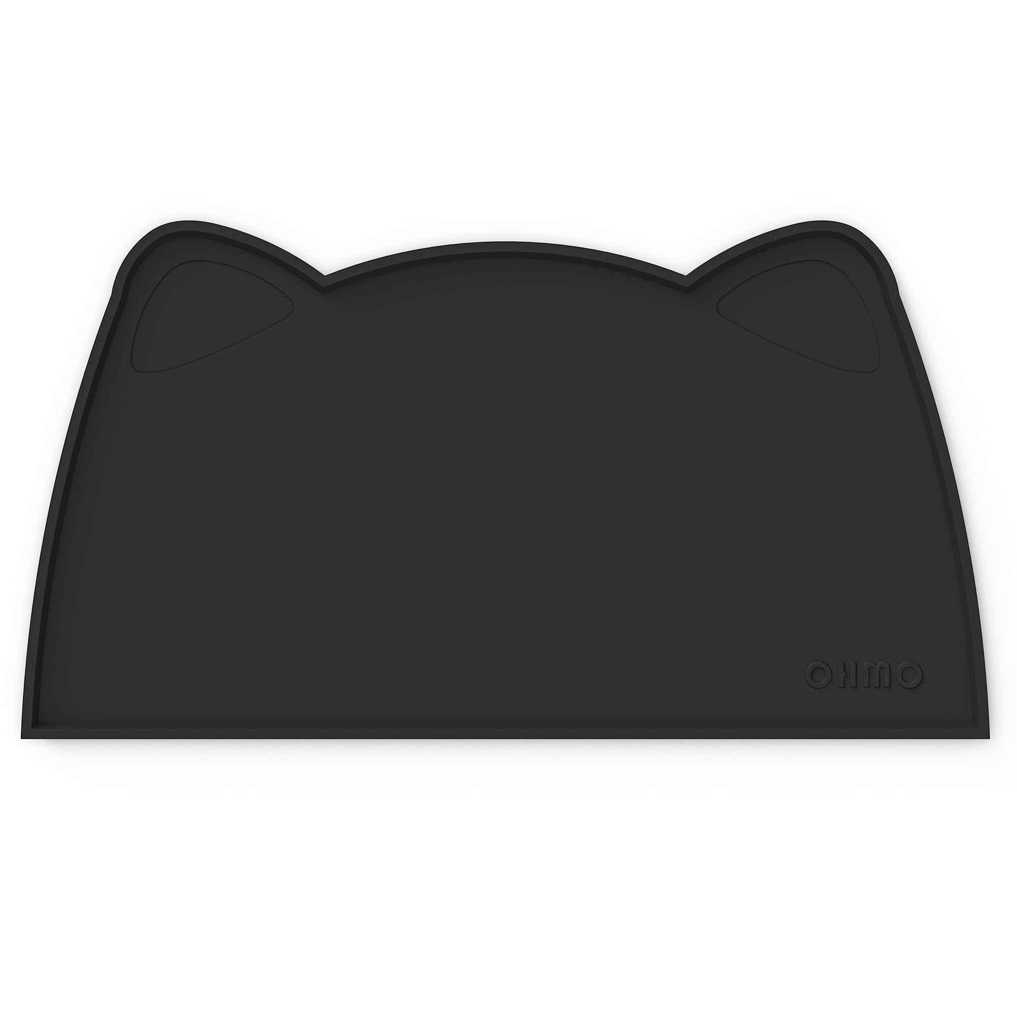 OHMO Cat Food Mat, Silicone Waterproof Dog Food Mat, Non-Skid Spill Proof Pet Feeding Mat for Food and Water, Easy to Clean Dog Placemat(Black, 52 * 30cm)