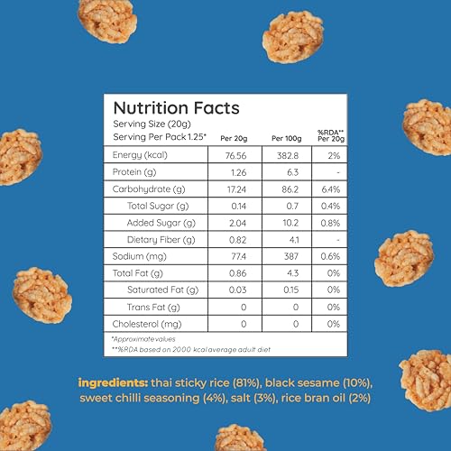 Image of Natch Thai Sticky Rice Chips, Healthy Snacks for Adults & Kids 100% Natural, Vegan & Gluten Free, Low Calorie Crackers Crisps, 25g each (Pack of 4), Sweet Chilli