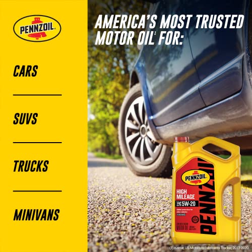 Pennzoil High Mileage Synthetic Blend 5W-20 Motor Oil for Vehicles Over 75K Miles (5-Quart, Single-Pack)