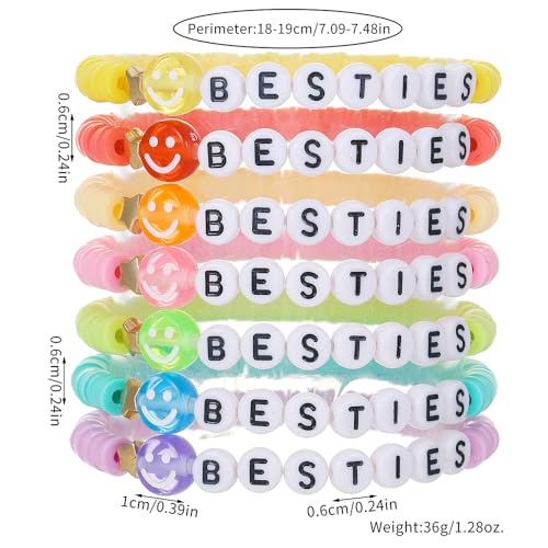 Preppy Jewelry Bracelets for Women Handmade Friendship Bracelets Clay Bead Colorful Surfer Heishi Bracelet Set Stackable Boho Y2K Summer Beach Elastic Layering Bracelets3