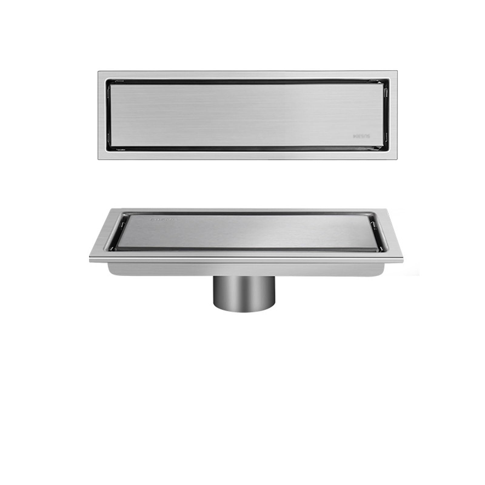Desagüe de Ducha Lineal con Filtro, desagüe Rectangular para Azulejos con Tapa extraíble, desagüe Invisible para Cocina, baño, Garaje y sótano, Color Plata cepillada, 10 x 20 cm