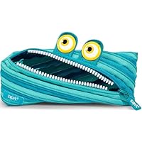 ZIPIT Wildlings Pencil Case for Kids, Cute Zipper Pouch for Boys Girls and Teens, Stationery Bag for School ,Blue