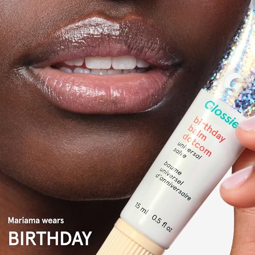 Image of Glossier Balm Dotcom Hydrating Lip Balm - Universal Salve, Up to 12Hr Moisture - Lanolin, Beeswax & Castor Oil for Dry Lips, Cuticles & Skin - Birthday, Clear Soft Shimmer, 15ml