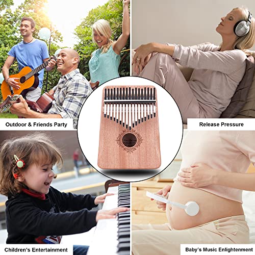 Wellerly 17 Key Kalimba Thumb Piano - Mbira Likembe Sanza Finger Piano - Superior Mahogany Made - Portable Marimba Musical Instrument Gifts For Kids And Adult Beginners To Professionals - Wood Color #TOP4