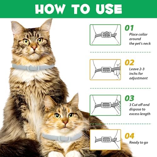 Collar Antipulgas y Garrapatas para Gatos - 4pcs Antiparasitario, Protección 24 Meses, Talla Única, Ajustable e Impermeable
