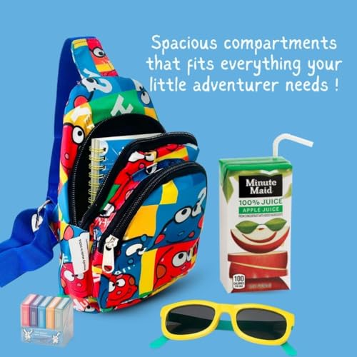 Image of Cots and Cuddles 1pcCartoon Print Colourful Cross body Bags for Boys and Girls Kids School, Picnic, Return Gifts, Office (1pc Crossbody bag)
