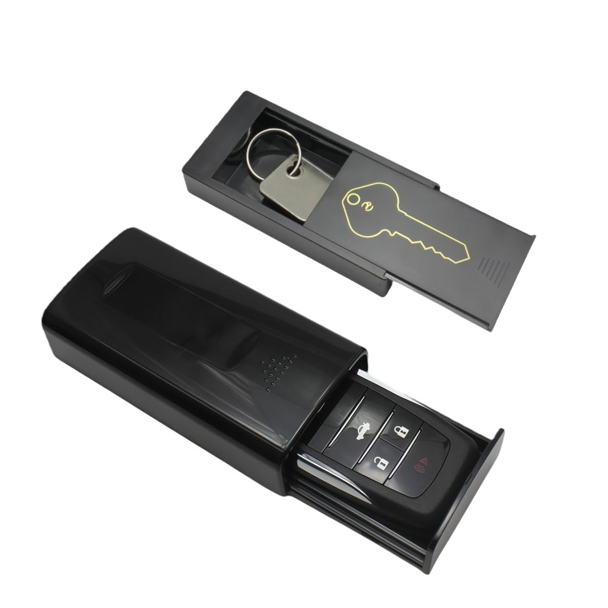 Magnetic Hide-A-Key Box – Rugged Black Plastic, Strong Magnets, Lock Buckle, Holds Spare Car & House Keys