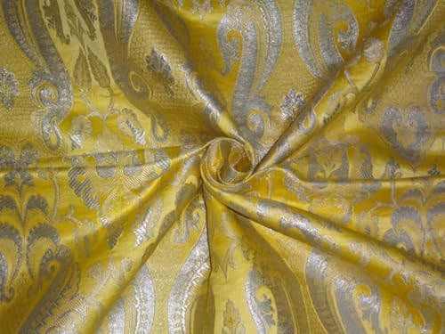 Tissu brocart lourd jaune et or métallisé pour haute couture et vestes de prestige