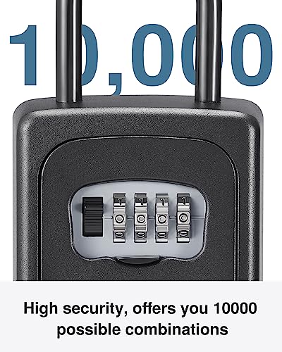Image of Puroma Large Key Lock Box, Resettable Combination Lockbox, Portable Wall Mount Waterproof Security Safe for Outside Outdoor Home Office Door Handle House Key, Pure Black (1 Pack)