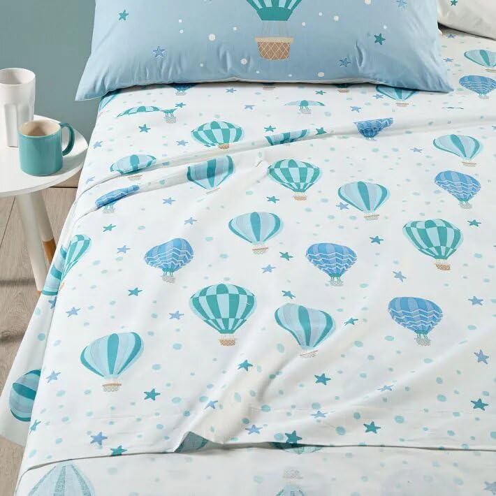 Caleffi - Completo lenzuola per letto Una piazza e mezza art. Star variante Cielo