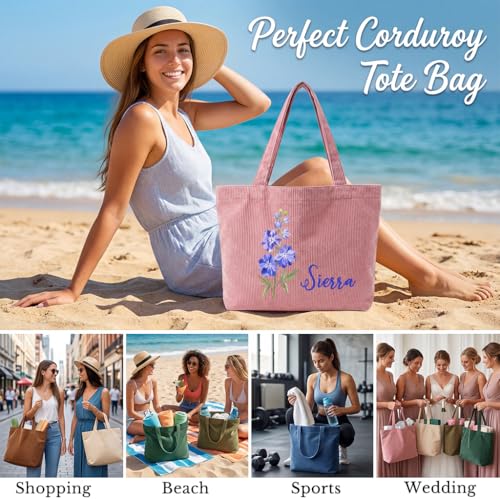 Bolso tote personalizado de pana bordado para mujer miniatura 6