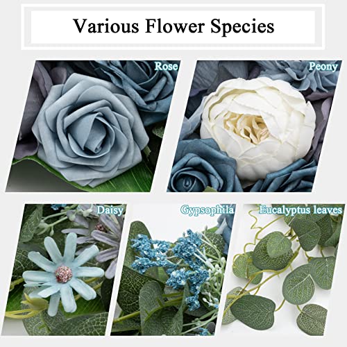 Shacos Blue Artificial Flowers Combo For Diy Wedding Bouquets Centerpieces Faux Flowers Wedding Arch Flowers #TOP4