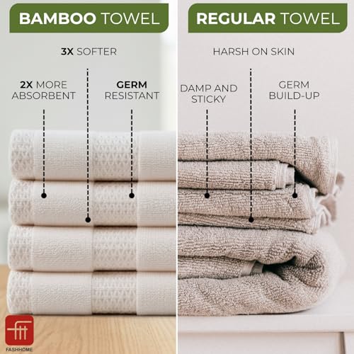 Image of 100% Natural Bamboo Towel 500 GSM Solid Hand Towel Pack of 4(40x60) (Pearl Peach)
