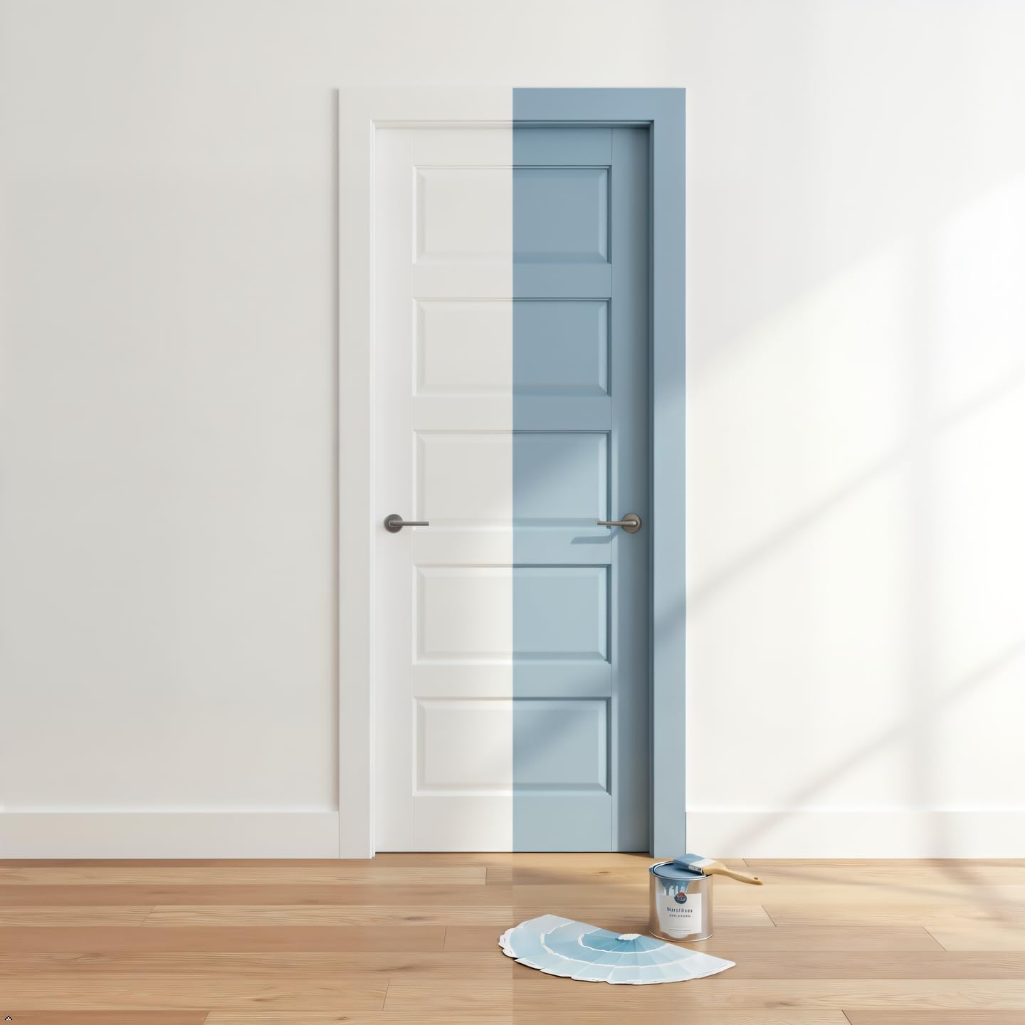 5-Panel Solid Wood Slab Door, 30" x 80" French Interior Door, Waterproof MDF for Bedroom/Storage Room/Bedroom/Closet,DIY Color, Easy to Install