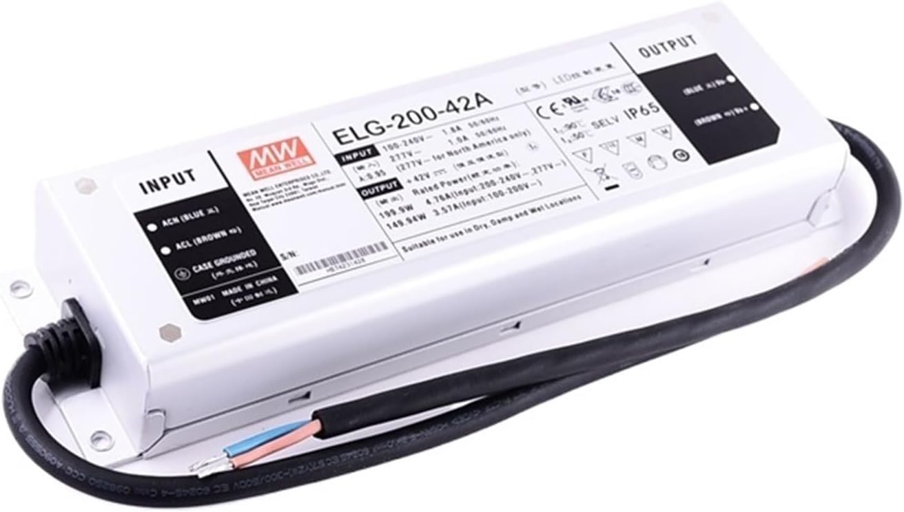 1PCS ELG-200 Series DC12V 24V 36V 42V 48V 200W IP67 Waterproof Single Output Adjustable LED Lighting Switching Power Supply(ELG-200-36A)