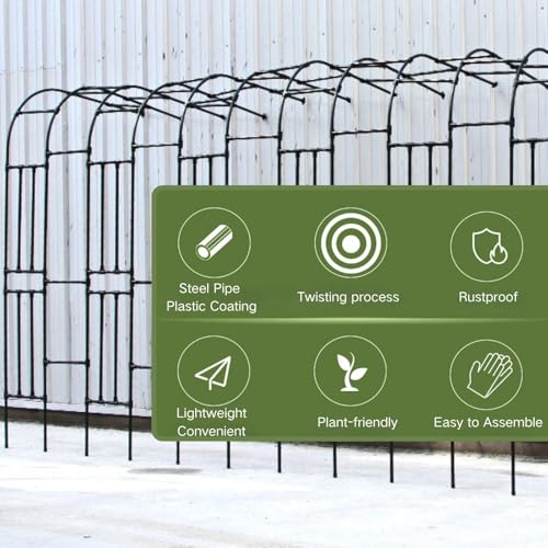 Arche de jardin avec treillis en acier support rose noir - 4