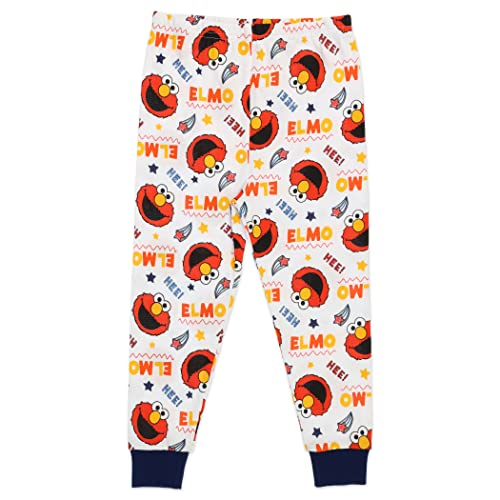 Sesame Street Boys' Cotton Pajamas 4-Piece Elmo PJ Set, White/Red, Toddler Size 2 to 52