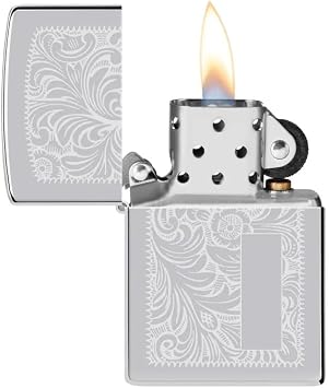 Custom Zippo Lighter Personalized Engraved Venetian Design | Genuine Windproof Metal Lighter | Unique Gift for Men & Women Christmas, Halloween, Valentine (Silver 352)