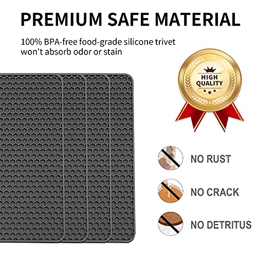 Image of Silicone Trivets for Hot Pots and Pans, Multi-Purpose Trivet Mat for Hot Dishes Set of 4, Heat Resistant Durable Flexible Silicone Pot Mat for Countertop, Easy to Wash and Dry, Dark Gray, Square
