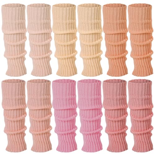 Image of Sintege 6 Pairs Leg Warmers for Girls Women | Kawaii Japanese Style Design, Soft Knitted Slouchy Boot Socks, Cute School Outfits Accessory for Girls, Lolita Costume