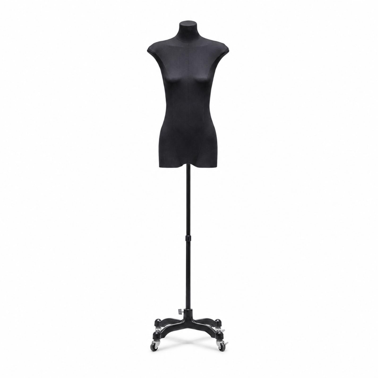 Manichino Donna Torso Espositore , Nero , Base A Triangolo Grande, Asta Telescopica 1,2 Metri, Senza Mani