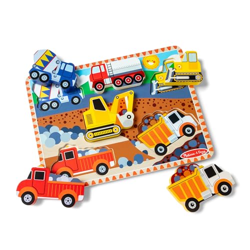 Image of Melissa & Doug Construction Vehicles Wooden Chunky Puzzle (6 pcs) - FSC Certified (Pack of 12)