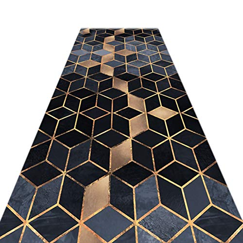 Tapis Couloir Passage Pile Basse Géométrie Contemporaine Résistant À L'usure Antidérapant, Format Personnalisé (taille : 0.6 x 1m) Cover