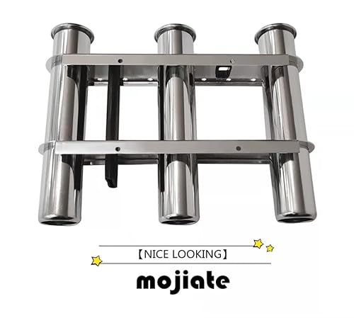 Mojiate Fishing Rod Holder Stainless Steel 3 Tubes Organizer Links Rack Rests Tackle (3) #TOP4