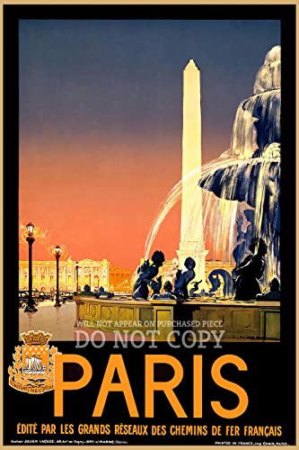 Poster de voyage Paris France vintage 11x16 pouces pour décoration murale rétro