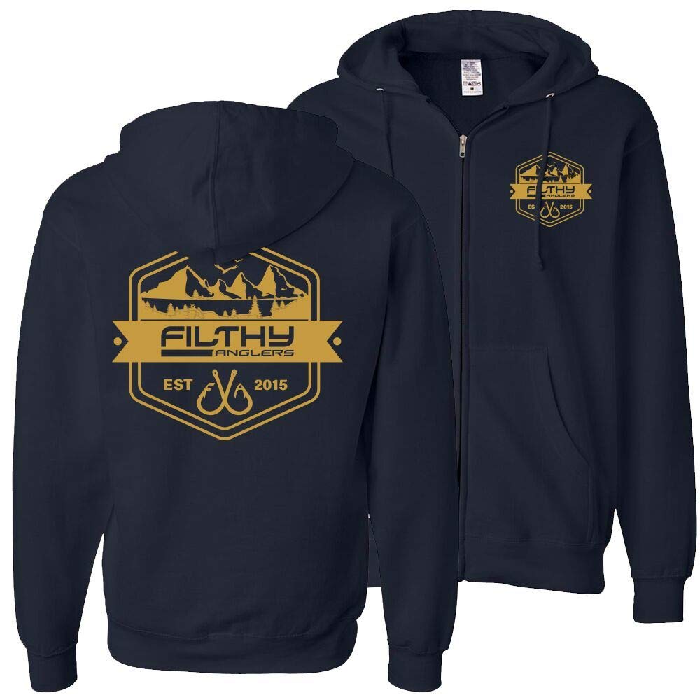 Filthy AnglersFishing Full Zip Hoodie for Men and Women, Badge Logo