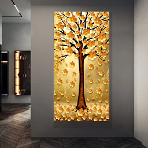 Affiches et Gravures Golden Tree, peinture sur toile abstraite premium pour salon chic