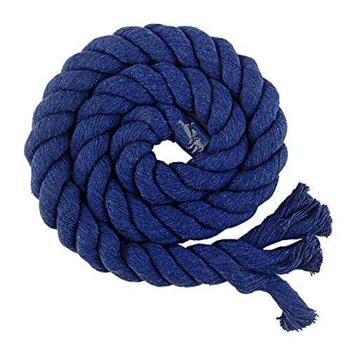 ZNKZJ Macrame Cord Cotton 20mm x 10m/20m,Color Cotton Cord 3 Strand Twisted Soft Thick Natural Cotton Rope,DIY Crafts Gifts,Wall Hangings, Plant Hangers, dark blue-10 m