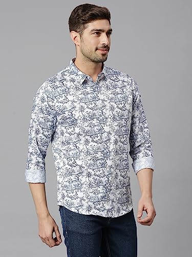 Image of Thomas Scott Men's | Printed | Full Sleeve | Slim Fit | 100% Cotton | Spread Collar | Casual Shirt