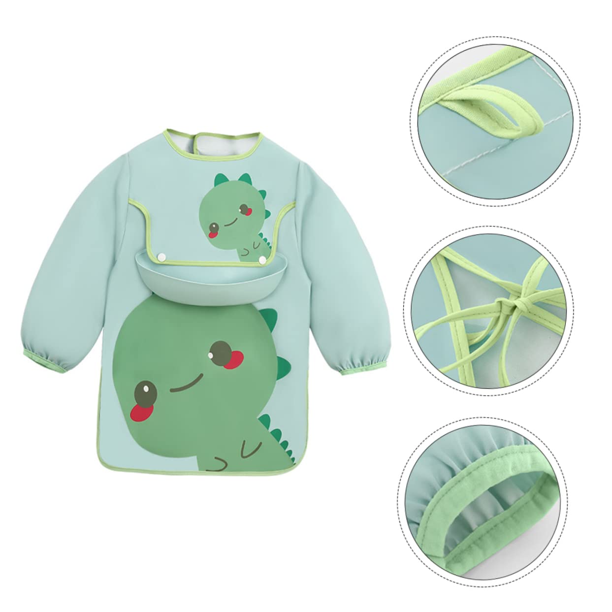 Abaodam 3 Piezas Babero Delantal Delantal Impermeable Portaescobillas Protector De Ropa Bata Para Comer Delantal Para Comer - Delantal Comer Ropa Poliéster Verde