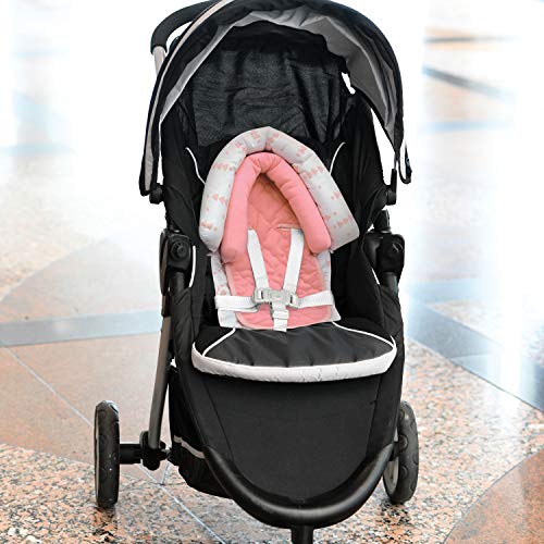 Travel Bug Baby & Toddler 2-In-1 Head Support Duo Head Support For Car Seats, Strollers & Bouncers (Pink/White) #TOP7