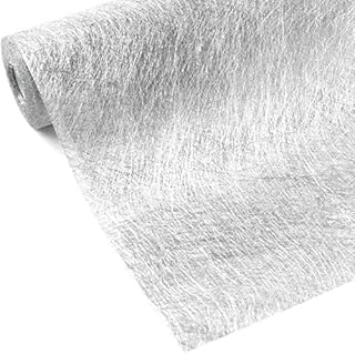 WELTRXE Table Runner 28cmx5m Double-Sided Silver Metallic Reusable Festival Gift Ribbon Polyester Fiber Non-woven Fabric Roll Wedding Party Dinner Christmas Decor DIY Sash Floral Wrapping Valentine's