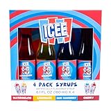 ICEE 4 Pack Slushie Syrups. Genuine ICEE Shaved Ice Snow Cone Syrup including Watermelon, Lemonade, Blue Raspberry & Cherry Flavors. 4 x 6.1floz. Perfect For Snow Cones, Slushies, Sodas & Ice Pops.