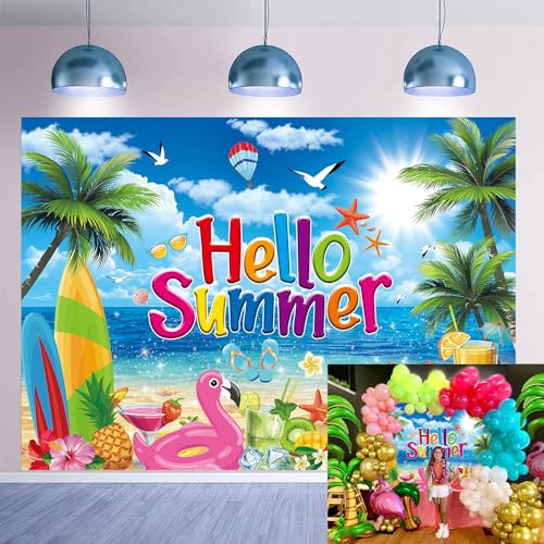 Toile de fond de photographie tropicale avec accessoires photo pour anniversaire