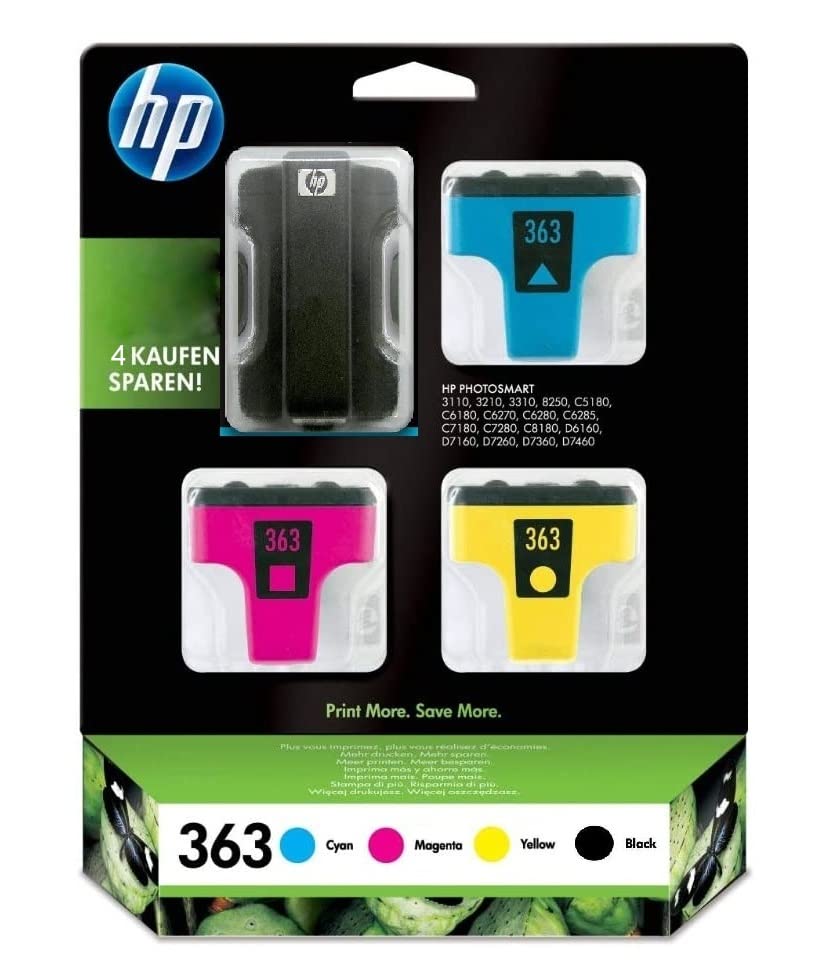 HP 363   Juego de cartuchos de tinta para Photosmart 3100/6160/7145/8250/D6160/D7460/D7260/D7360/C7280/C6280/C8180/C5180