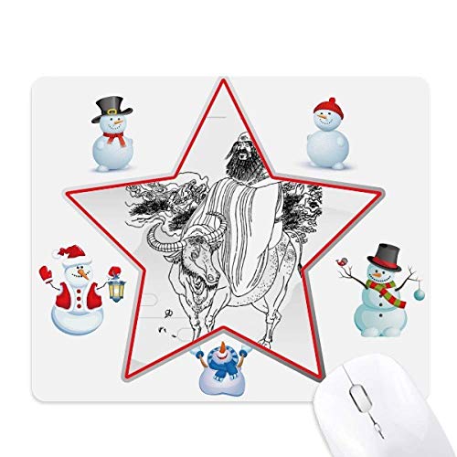 Tapis de souris taoïste Lao Tseu et bonhomme de neige étoilé