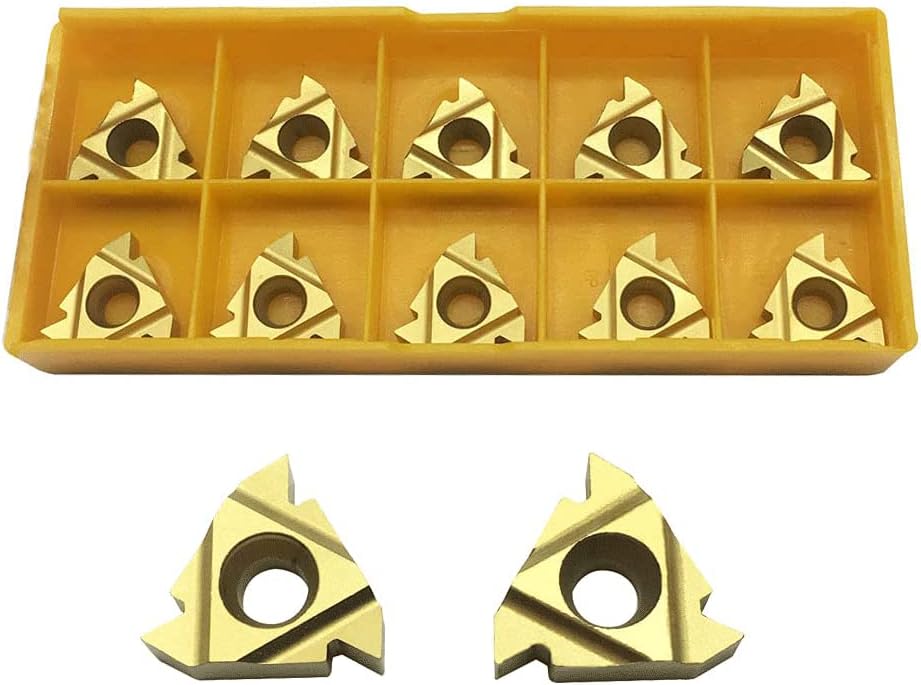 5pcs 16ER AG60 External Thread Inserts + 5pcs 16IR AG60 Internal Thread Inserts, CNC Lathe Indexable Carbide Insert Blade for Threading Tool Holder Pitch:0.5-3mm