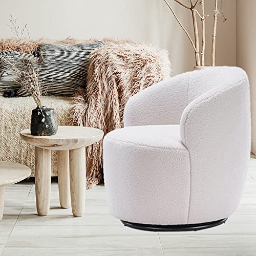 Homvent Living Room Chair Accent Chair Reading Chair With Padded Round Back,Swivel Teddy Armchair With Metal Base,360 Degree Swivel Arm Chair For Leisuretime/Nursery #TOP1