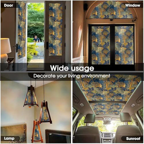 Vinilo decorativo azul oro 40x300 cm forma abanico miniatura 4