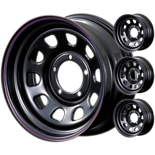 Motor Farm (モーターファーム) DAYTONA (デイトナ) 15x6J 5H/139.7-5 ブラック/レッド&ブルーライン (4本セット)